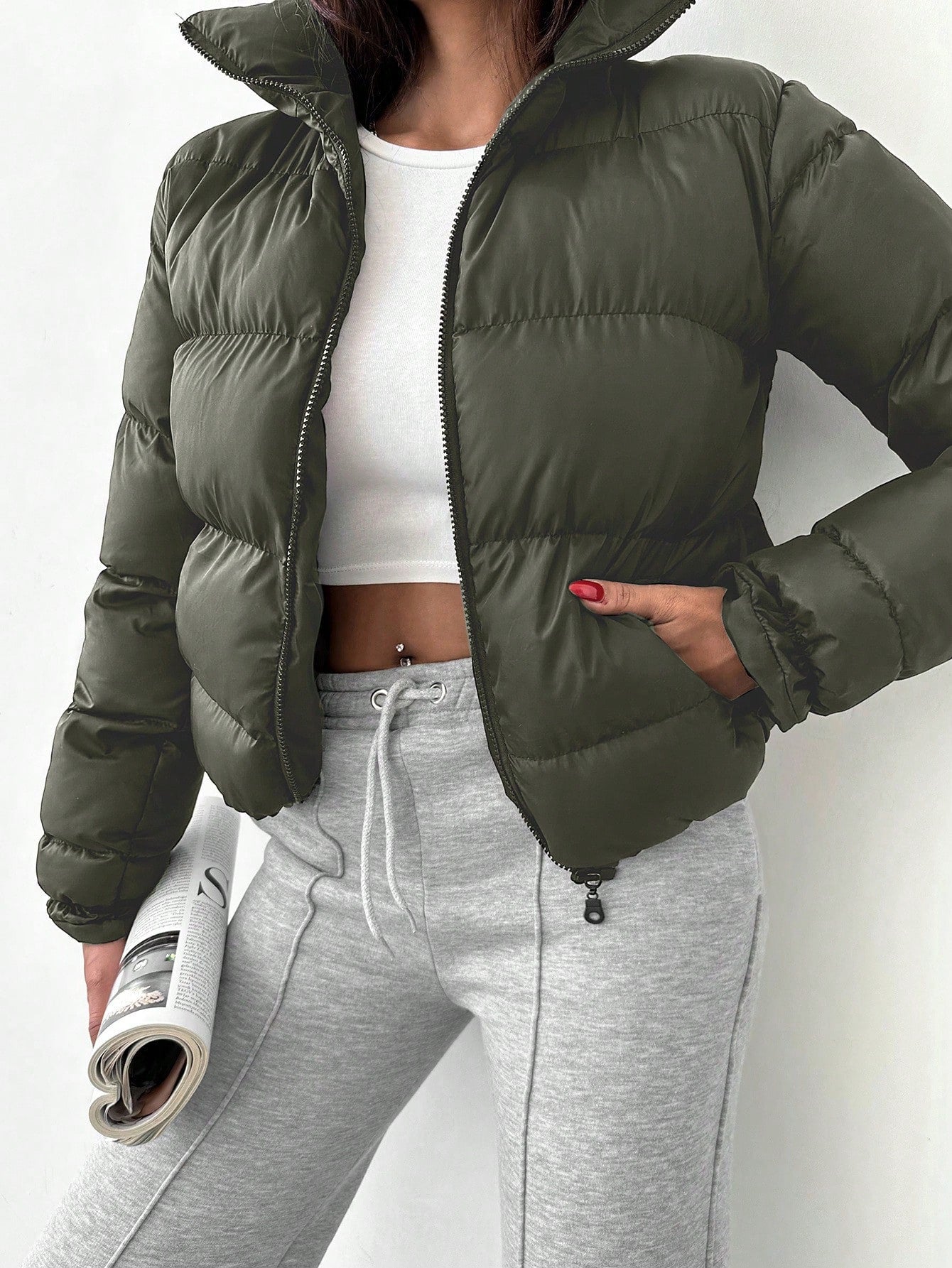  Zipper Padded Coat 