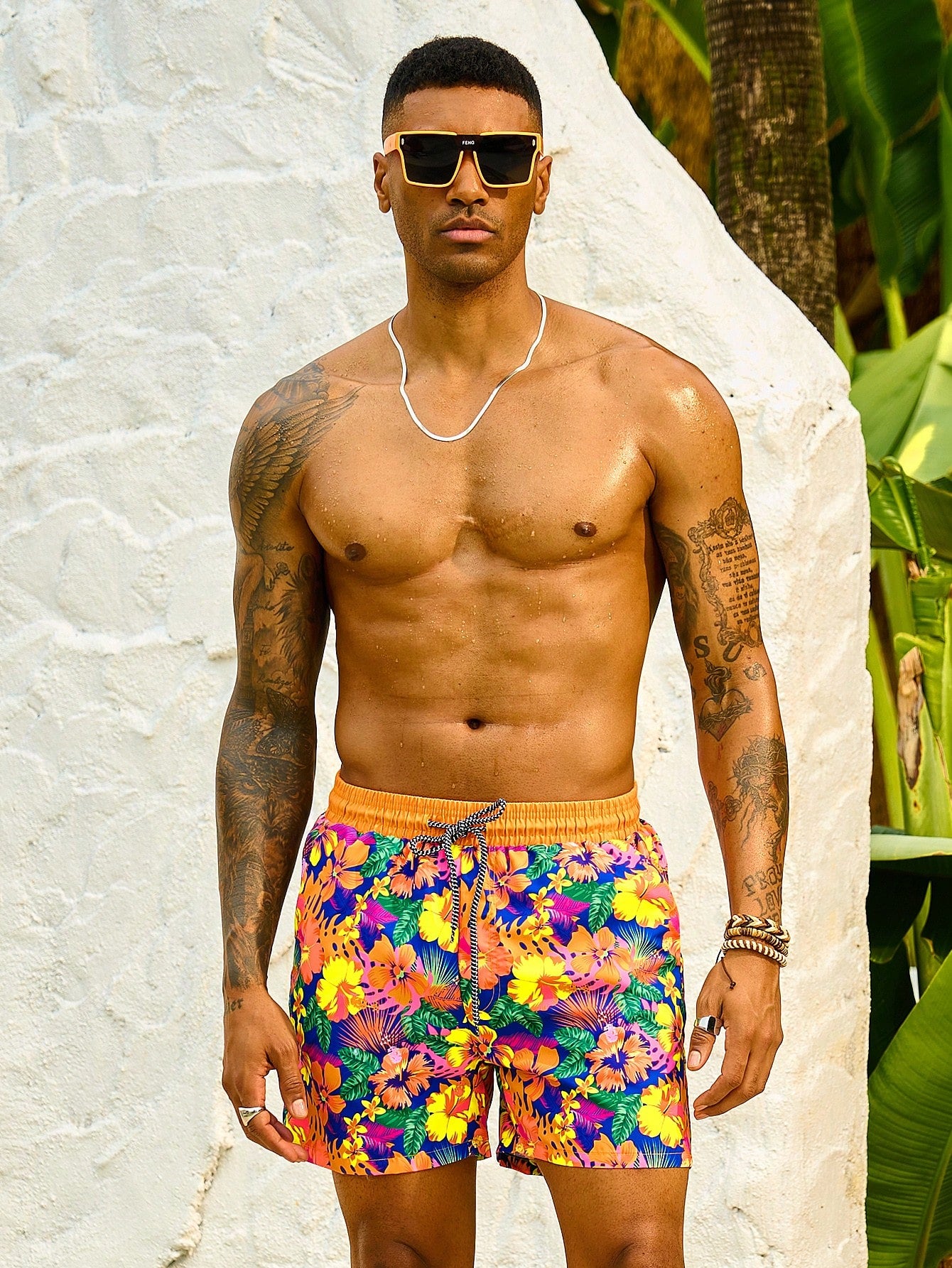 floral swim trunks mens​

