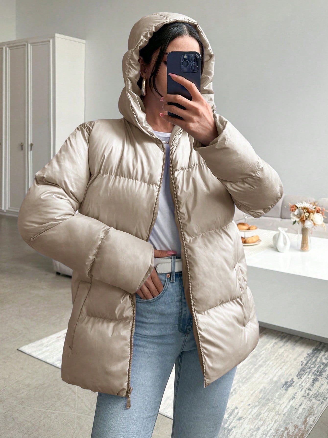  Zipper Padded Coat 
