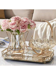 gold metal flower vase