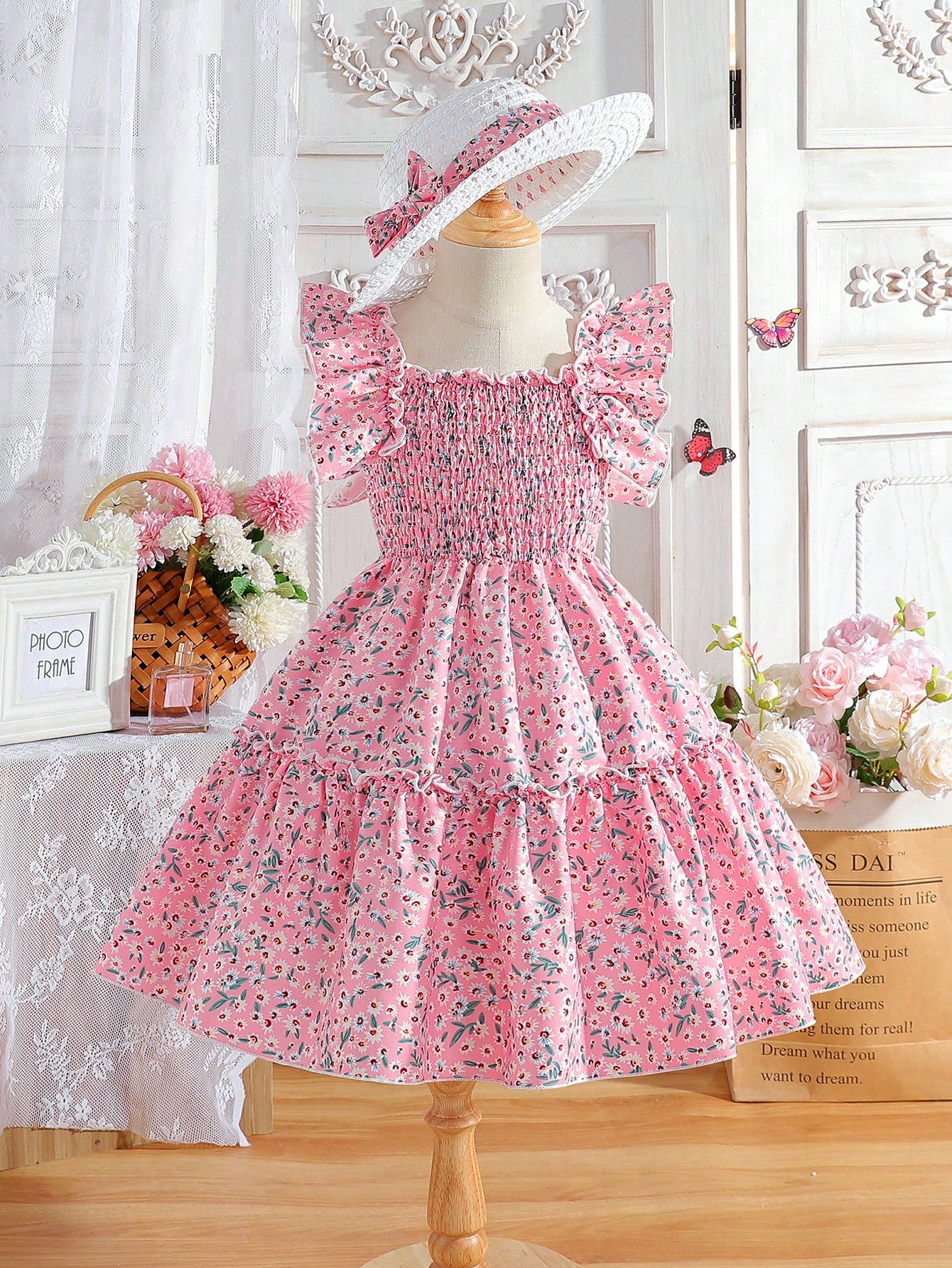 floral ruffle dress maxi​


