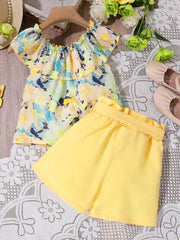 denim ruffle blouse​

