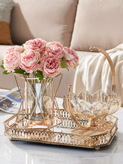 gold metal flower vase