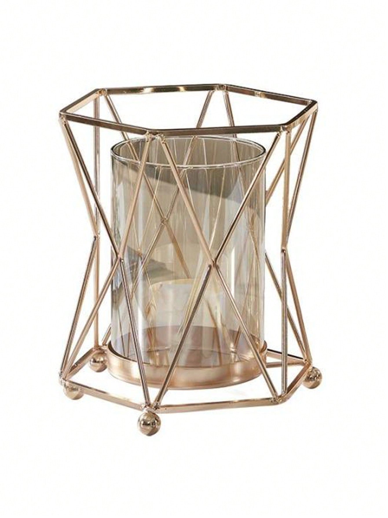 gold metal flower vase