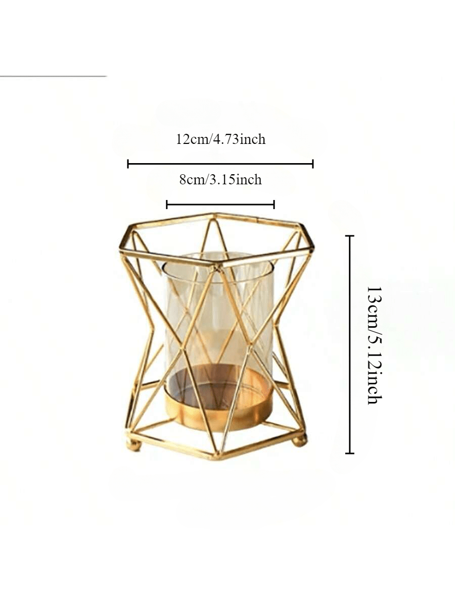 gold metal flower vase