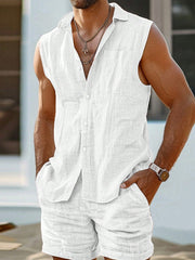 Black linen vest top