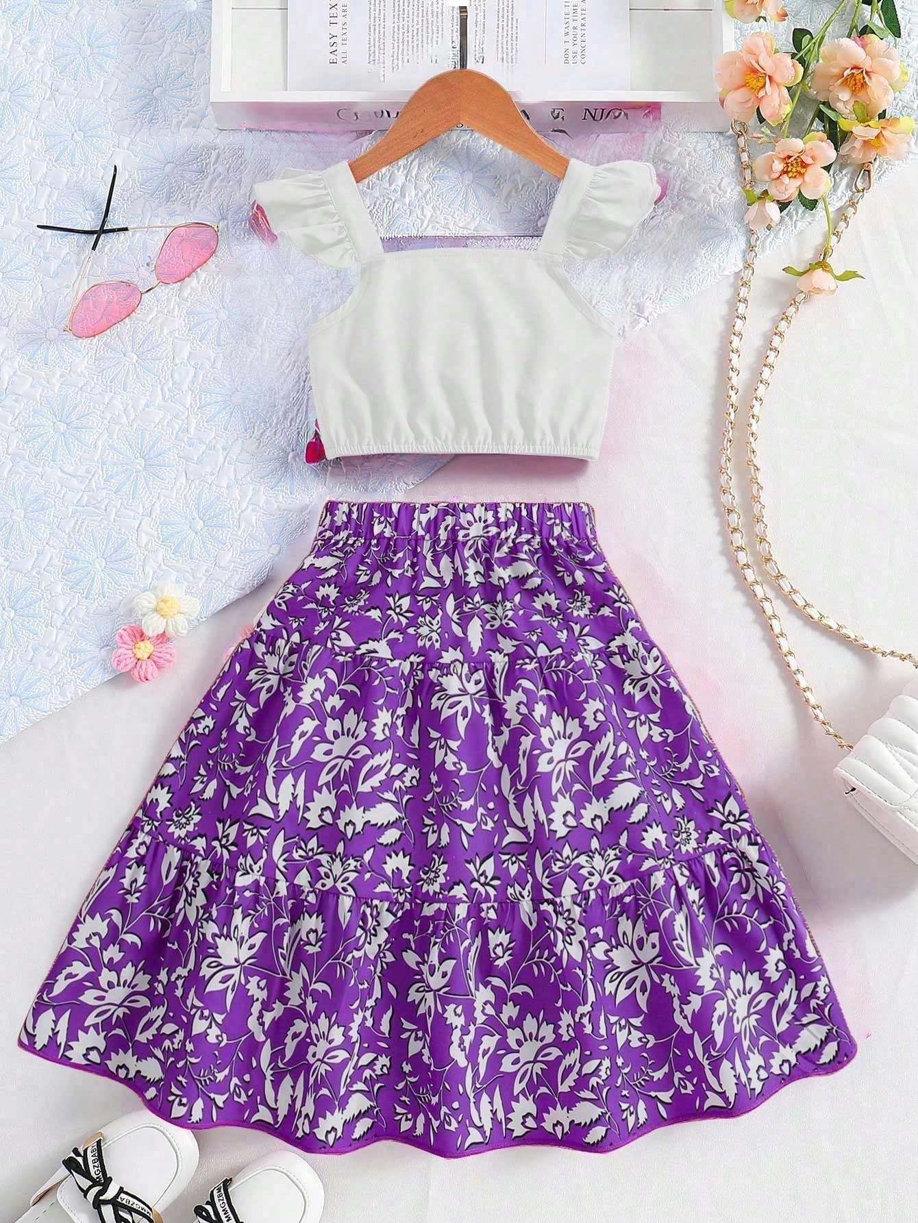 Floral pleated skirt