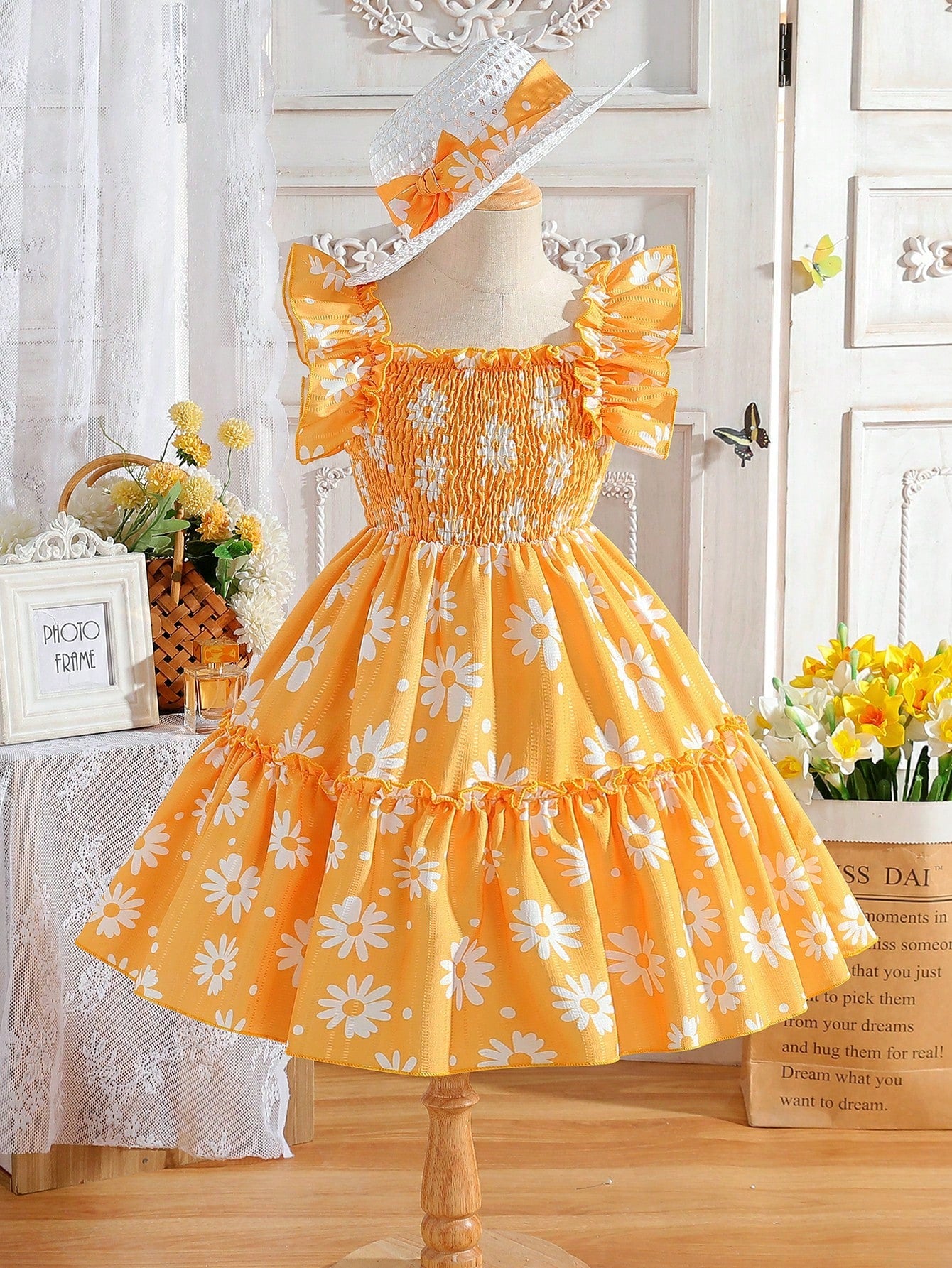 Floral ruffle mini dress