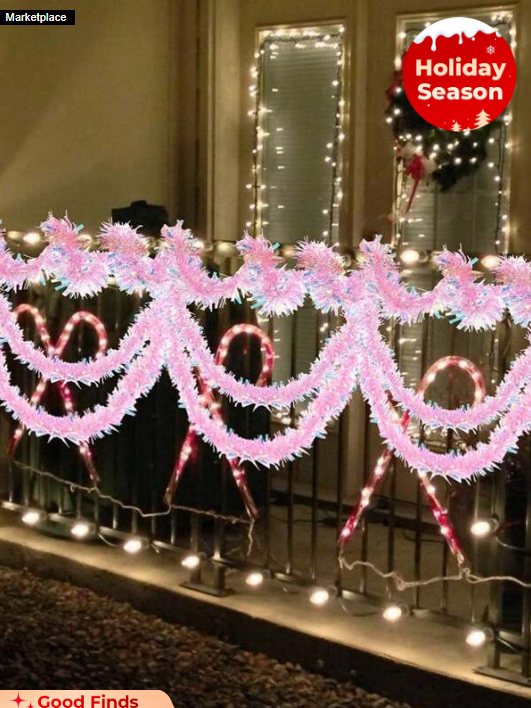 26FT Christmas Tinsel Garland Metallic Tinsel Twist Garland Glitter Foil Garland Decoration