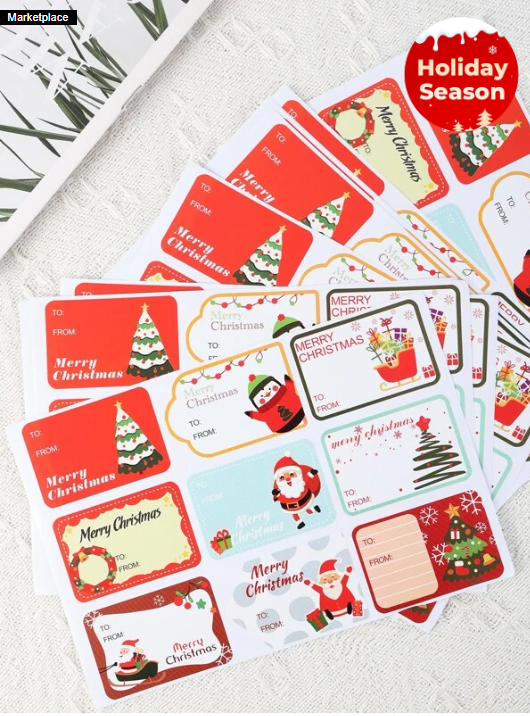 90pcs Christmas Elements Decorative Sticker Label For Gift Packaging