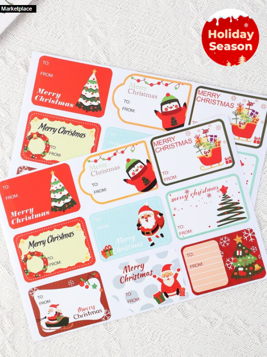 90pcs Christmas Elements Decorative Sticker Label For Gift Packaging