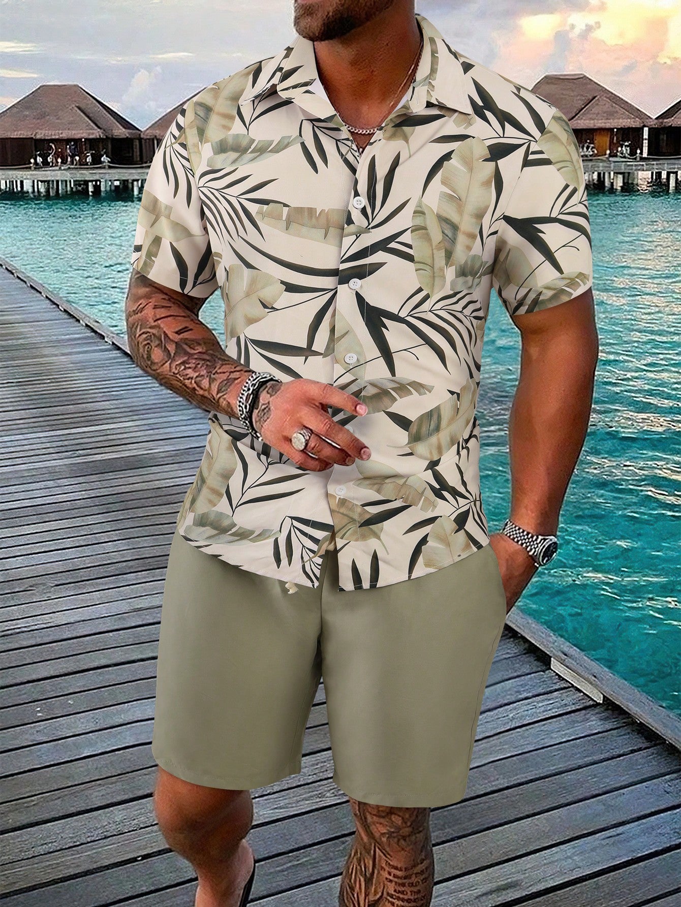 Slim fit tropical shirt