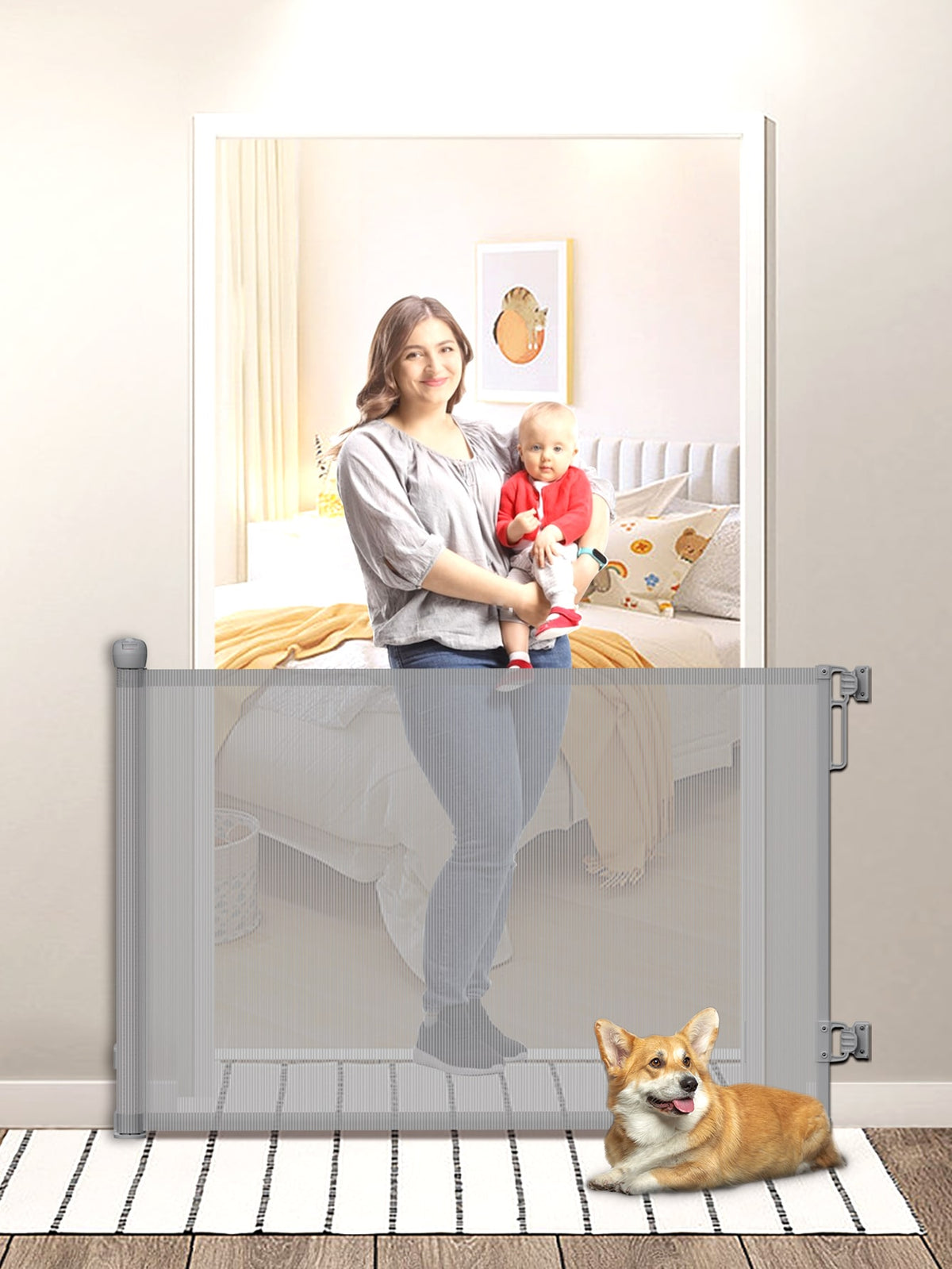 Retractable stair gate